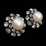 CHANEL Pearl and Rhinestone Earrings 1950s-60s vintage - Rhinestone Rosie