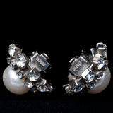 CHANEL Pearl and Rhinestone Earrings 1950s-60s vintage - Rhinestone Rosie