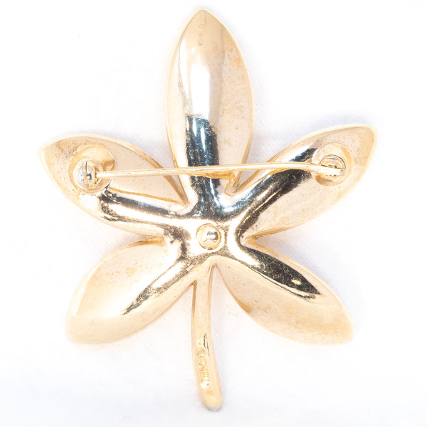Broche Vintage Trifari En Céramique Rose, Monture En Alliage - Occasion En Très Bon état