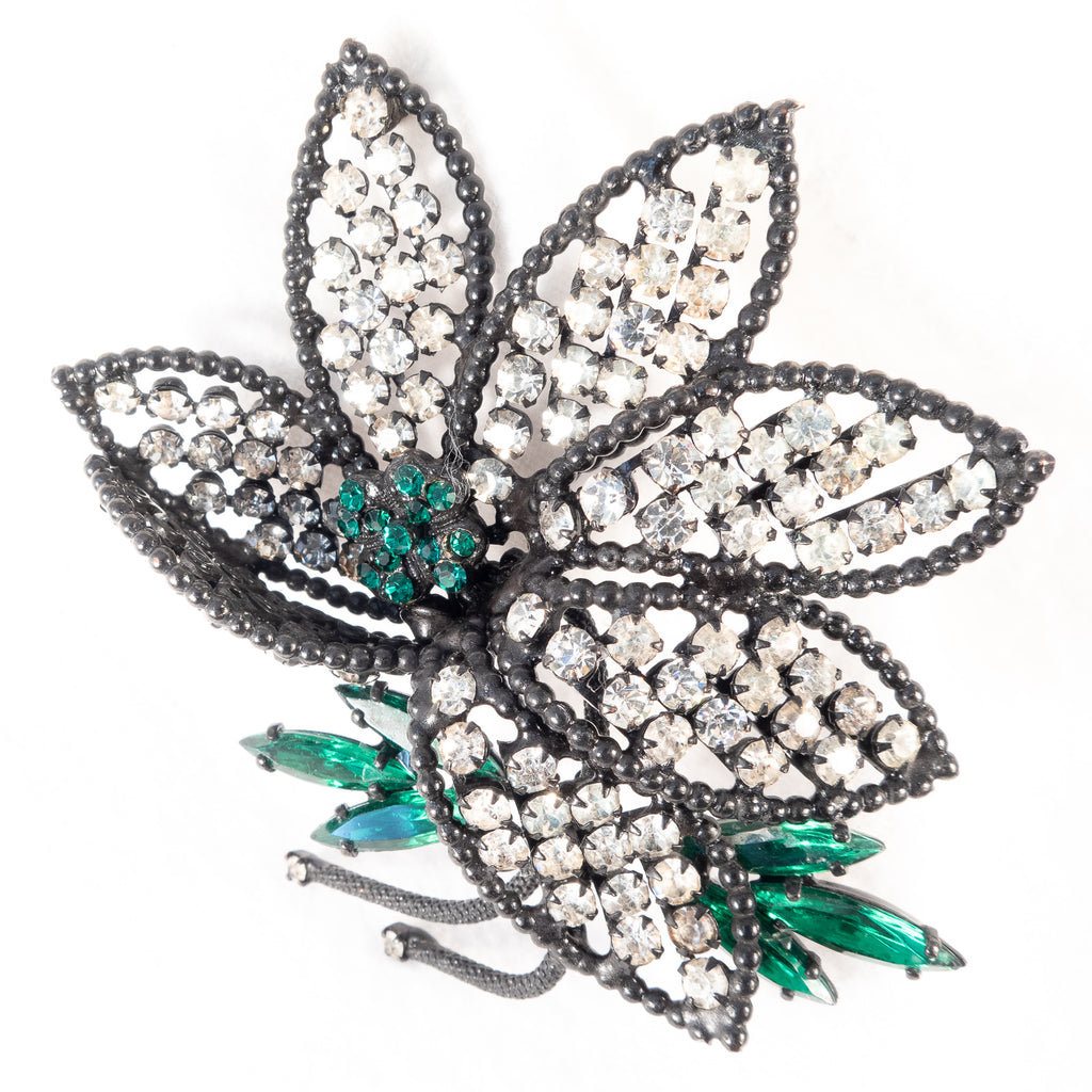 Weiss Rhinestone Flower Brooch vintage - Rhinestone Rosie
