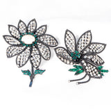 Weiss Rhinestone Flower Brooches set vintage - Rhinestone Rosie