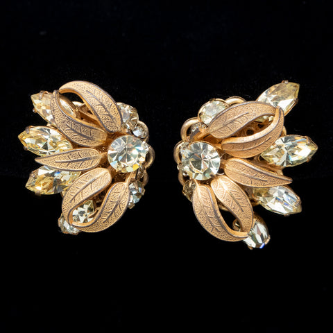 Yellow rhinestone earrings on sale