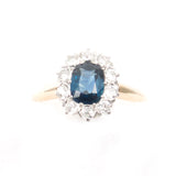 Blue Sapphire and Diamond surround Ring vintage - Rhinestone Rosie