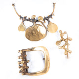 Jack Boyd Studio Bronze Brutalist Set Vintage - Necklace - Bracelet - Buckle  - Rhinestone Rosie