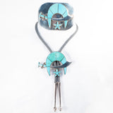 Turquoise Bolo and Buckle Set by Wilford and Lena Quandelacy vintage - Rhinestone Rosie