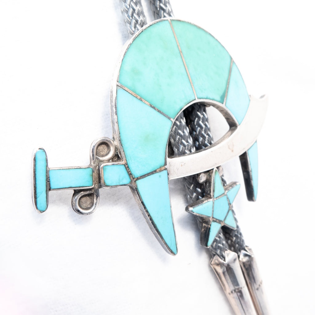 Turquoise Bolo and Buckle Set by Wilford and Lena Quandelacy vintage - Rhinestone Rosie