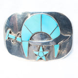 Turquoise Bolo and Buckle Set by Wilford and Lena Quandelacy vintage - Rhinestone Rosie