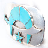 Turquoise Bolo and Buckle Set by Wilford and Lena Quandelacy vintage - Rhinestone Rosie