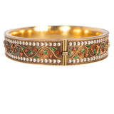 19th century Enamel Leaf and Berry Bracelet 14kt vintage - Rhinestone Rosie