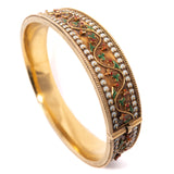 19th century Enamel Leaf and Berry Bracelet 14kt vintage - Rhinestone Rosie