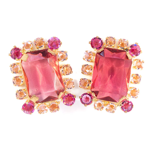 Austria Pink Rectangle Earrings