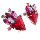 Austria Pink Aurora Borealis Triangle Earrings vintage - Rhinestone Rosie