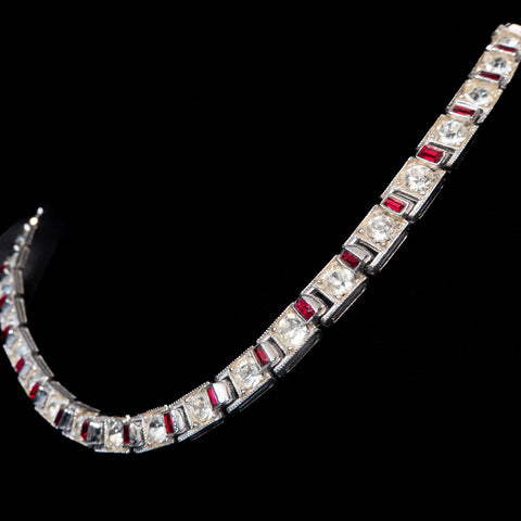 Red Rhinestone Necklace by Bogoff