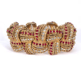 Boucher Red Rhinestone Bracelet and Earrings Set vintage - Rhinestone Rosie