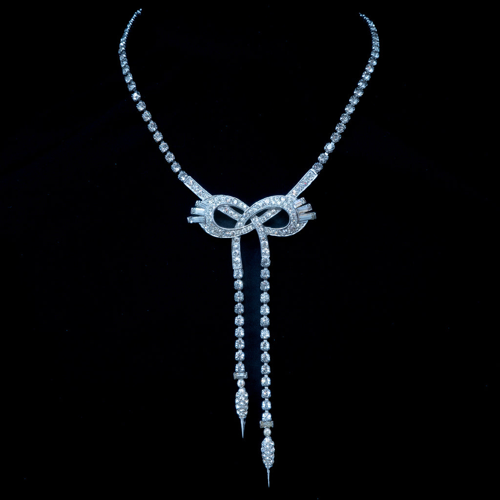 Boucher Rhinestone Bow Necklace 2900 vintage - Rhinestone Rosie