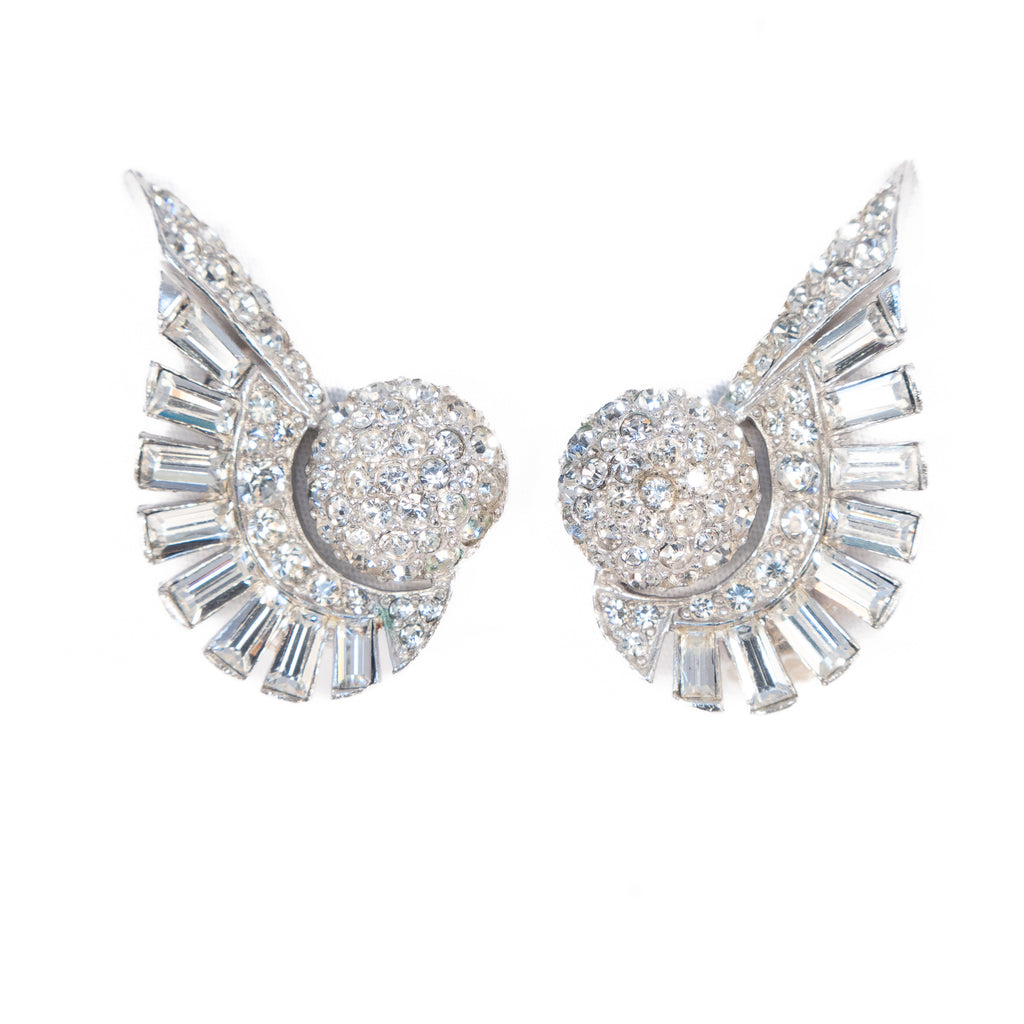 Boucher Rhinestone Wing Earrings 3380 vintage - Rhinestone Rosie