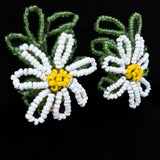 Carnegie Beaded Flower Earrings vintage - Rhinestone Rosie