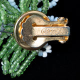 Carnegie Beaded Flower Earrings vintage - Rhinestone Rosie