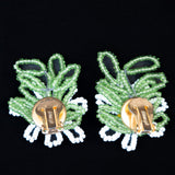 Carnegie Beaded Flower Earrings vintage - Rhinestone Rosie