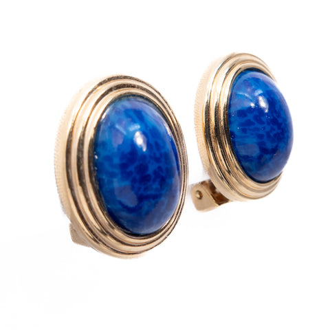 Christian Dior Lapis Glass Earrings