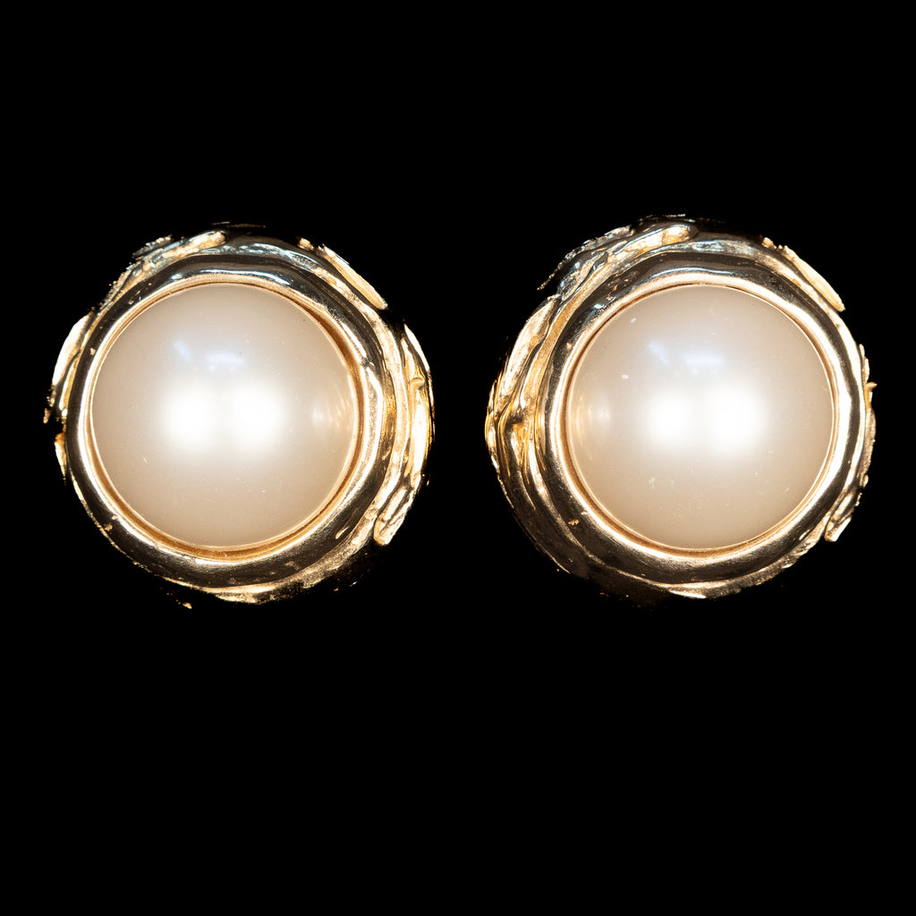 Ciner Pearl Earrings vintage - Rhinestone Rosie