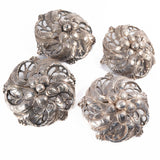 Cini Flower Brooches_Set of 4 _sterling silver vintage - Rhinestone Rosie