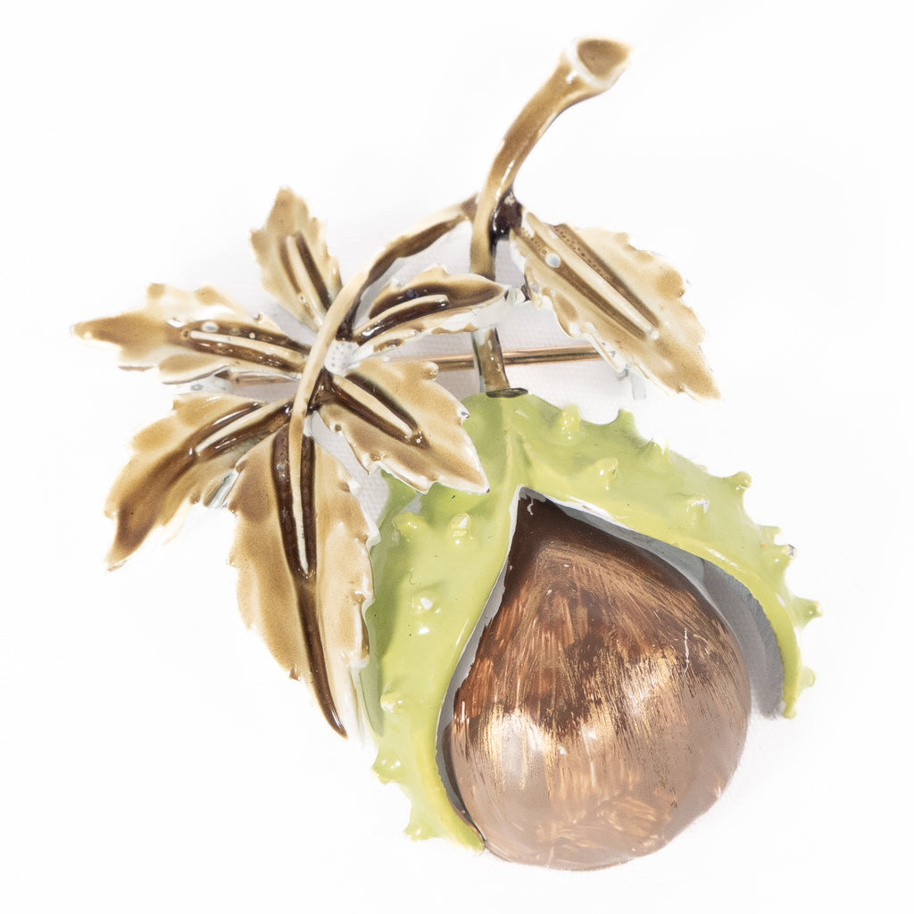 Coro Chestnut Brooch vintage - Rhinestone Rosie