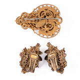DeMario Brooch and Earring Set vintage - Rhinestone Rosie