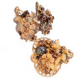 DeMario Brooch and Earring Set vintage - Rhinestone Rosie
