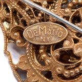 DeMario Brooch and Earring Set vintage - Rhinestone Rosie