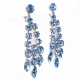 Eisenberg Blue Long Dangle Earrings vintage - Rhinestone Rosie