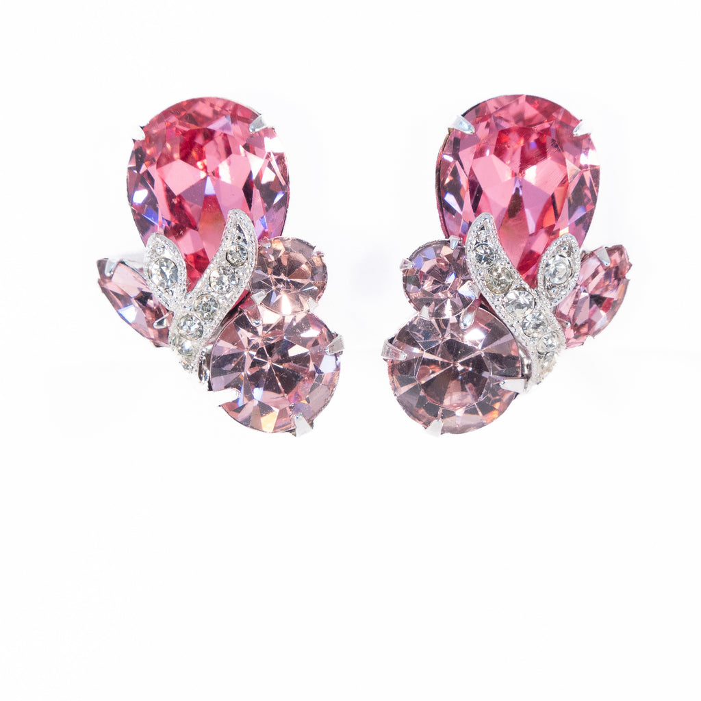 Eisenberg Pink Rhinestone Earrings vintage - Rhinestone Rosie