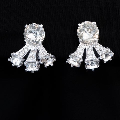 Eisenberg Rhinestone Earrings Sterling Silver