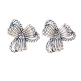 Elsa Schiaparelli Silvertone Flower Earrings vintage - Rhinestone Rosie