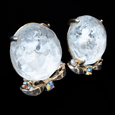 Schiaparelli Aurora Borealis Glass Earrings