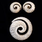 Emmons White Swirl Brooch and Earrings Set vintage - Rhinestone Rosie