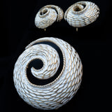 Emmons White Swirl Brooch and Earrings Set vintage - Rhinestone Rosie