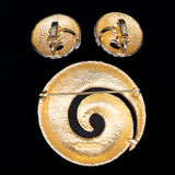 Emmons White Swirl Brooch and Earrings Set vintage - Rhinestone Rosie