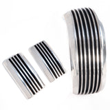 Sterling Silver Grooved Bracelet and Earring Set by Francis Jones - Rhinestone Rosie