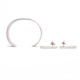 Sterling Silver Grooved Bracelet and Earring Set by Francis Jones - Rhinestone Rosie