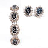 Mexican Silver Filigree Set vintage - Rhinestone Rosie