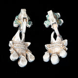 Florenza White Flower Earrings vintage - Rhinestone Rosie