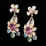 Florenza White Flower Earrings vintage - Rhinestone Rosie