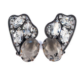 Hattie Carnegie Grey Rhinestone Earrings vintage - Rhinestone Rosie