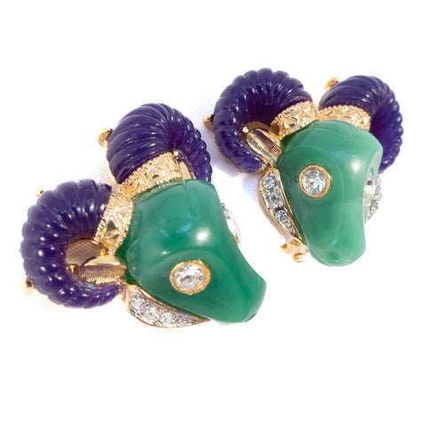 Hattie Carnegie Ram Earrings