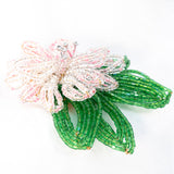 Hobè Beaded Flower Brooch Pink vintage - Rhinestone Rosie