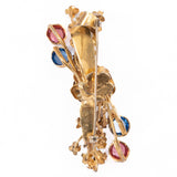 Hobé Pink and Blue Flower Brooch Sterling Silver vintage - Rhinestone Rosie