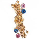 Hobé Pink and Blue Flower Brooch Sterling Silver vintage - Rhinestone Rosie