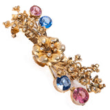 Hobé Pink and Blue Flower Brooch Sterling Silver vintage - Rhinestone Rosie