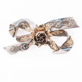 Hobé Flower Bow Brooch Sterling Silver vintage - Rhinestone Rosie